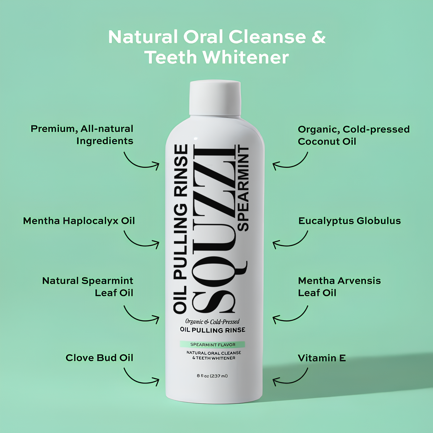 Squzzi Spearmint Oil Pulling Rinse